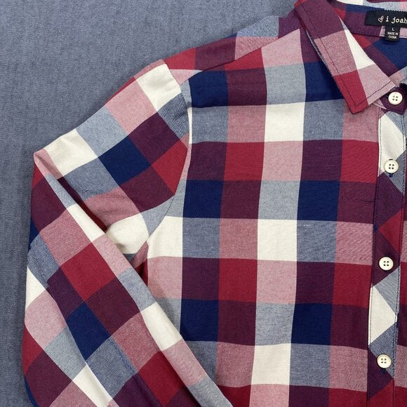 I Joan Red/Blue Plaid Button-Up Shirt Womens Size L 50% Cotton/50% Polyester - Picture 7 of 11